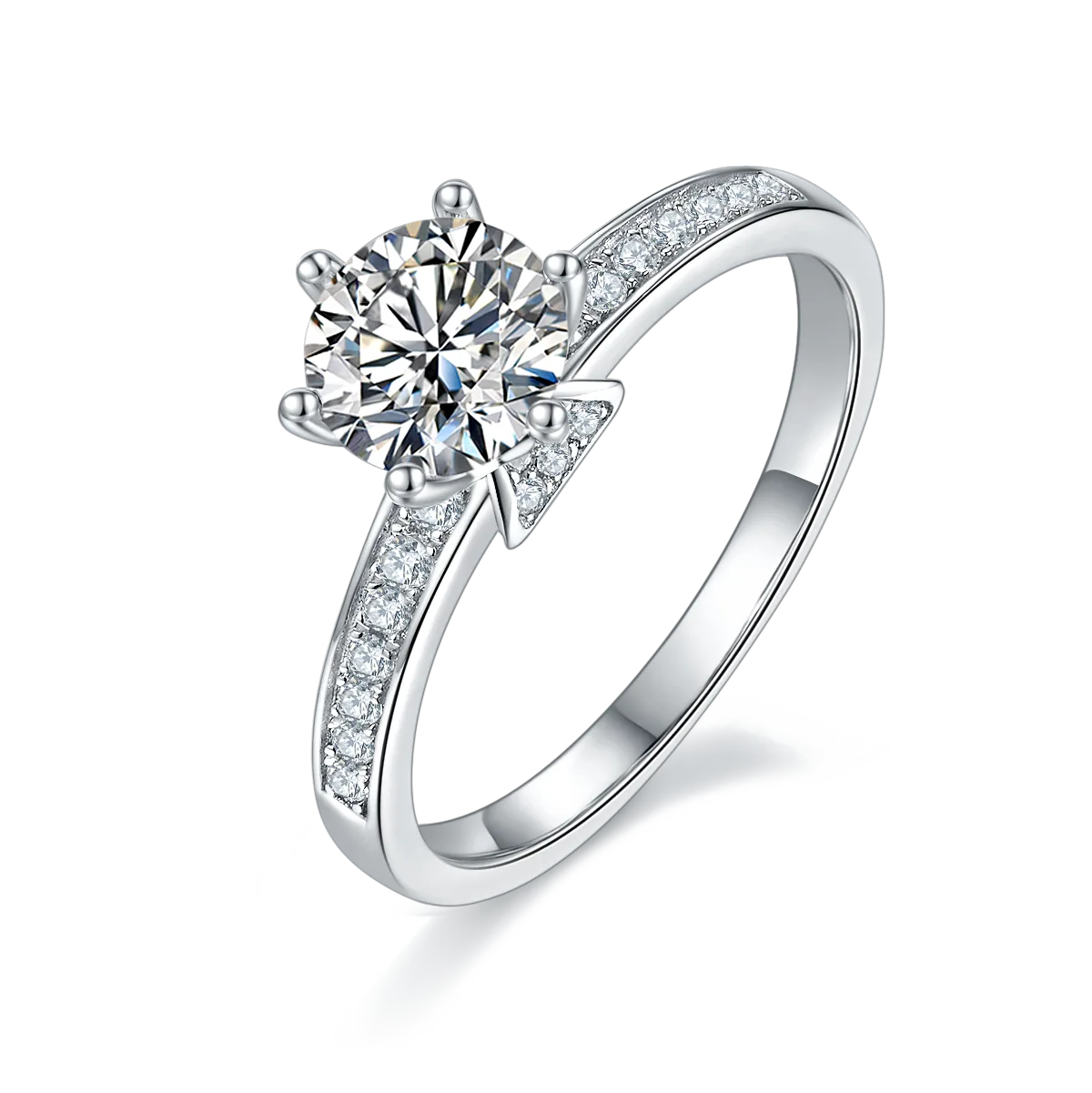 Straight-Band Micro-Pavé S925 White-Gold-Plated Silver Lab-Grown Diamond Proposal Ring Women's Ring 1ct D - P25A