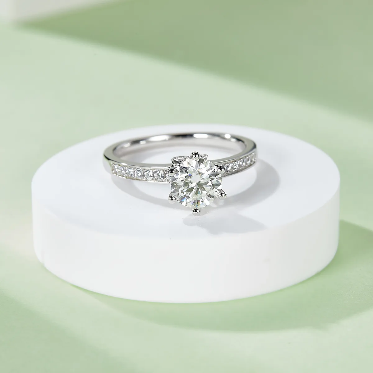 Straight-Band Micro-Pavé S925 White-Gold-Plated Silver Lab-Grown Diamond Proposal Ring Women's Ring 1ct D - P25A