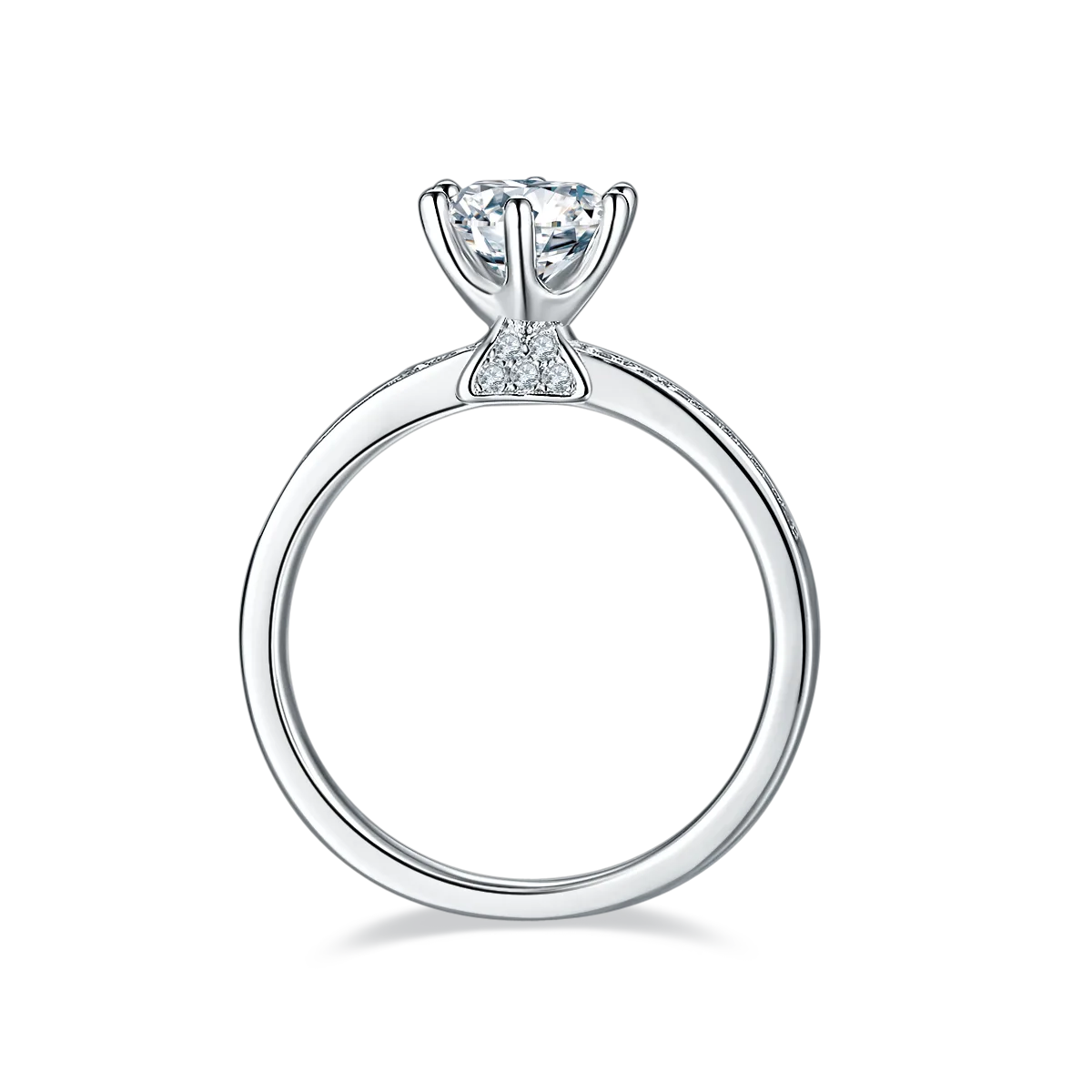 Straight-Band Micro-Pavé S925 White-Gold-Plated Silver Lab-Grown Diamond Proposal Ring Women's Ring 1ct D - P25A