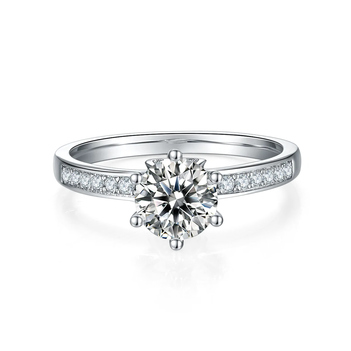 Straight-Band Micro-Pavé S925 White-Gold-Plated Silver Lab-Grown Diamond Proposal Ring Women's Ring 1ct D - P25A