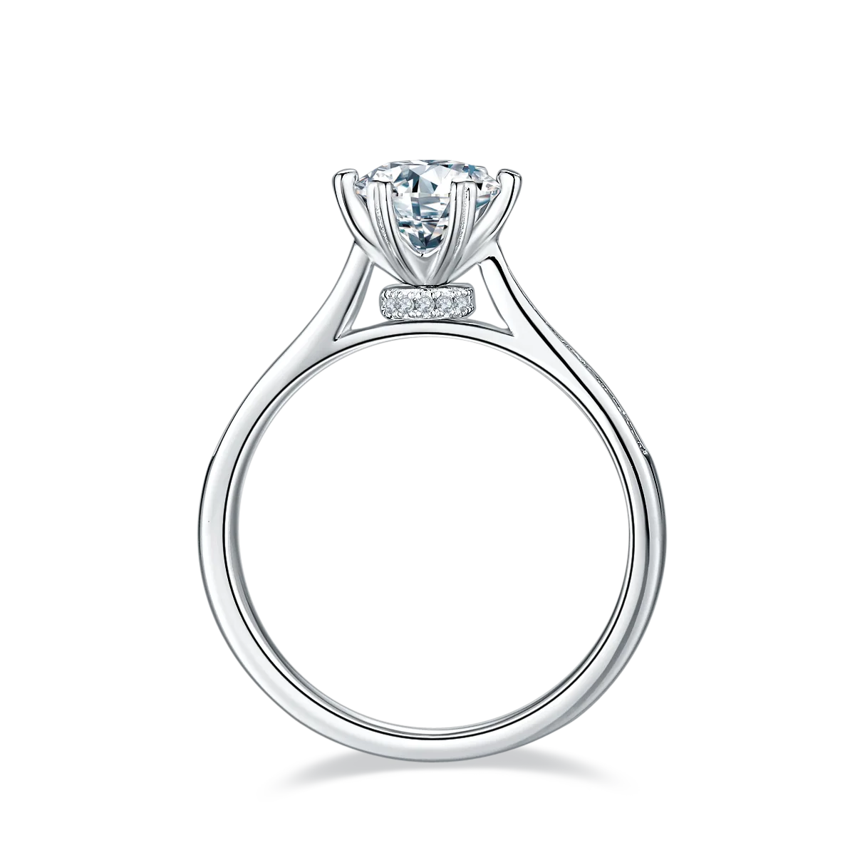 Straight-Band Micro-Pavé Fortune Turns White-Gold-Plated Silver Lab-Grown Diamond Wedding Band Women's Ring 1ct D