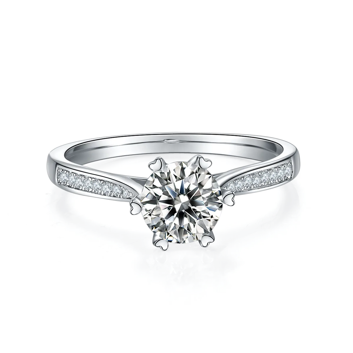 Straight-Band Micro-Pavé Fortune Turns White-Gold-Plated Silver Lab-Grown Diamond Wedding Band Women's Ring 1ct D