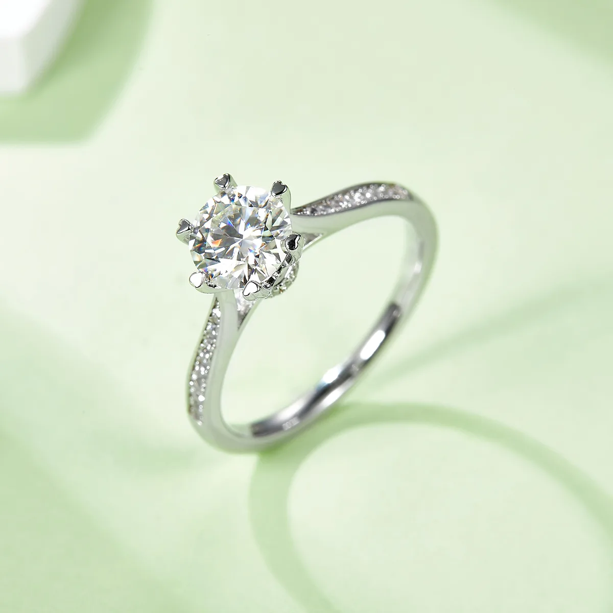Straight-Band Micro-Pavé Fortune Turns White-Gold-Plated Silver Lab-Grown Diamond Wedding Band Women's Ring 1ct D