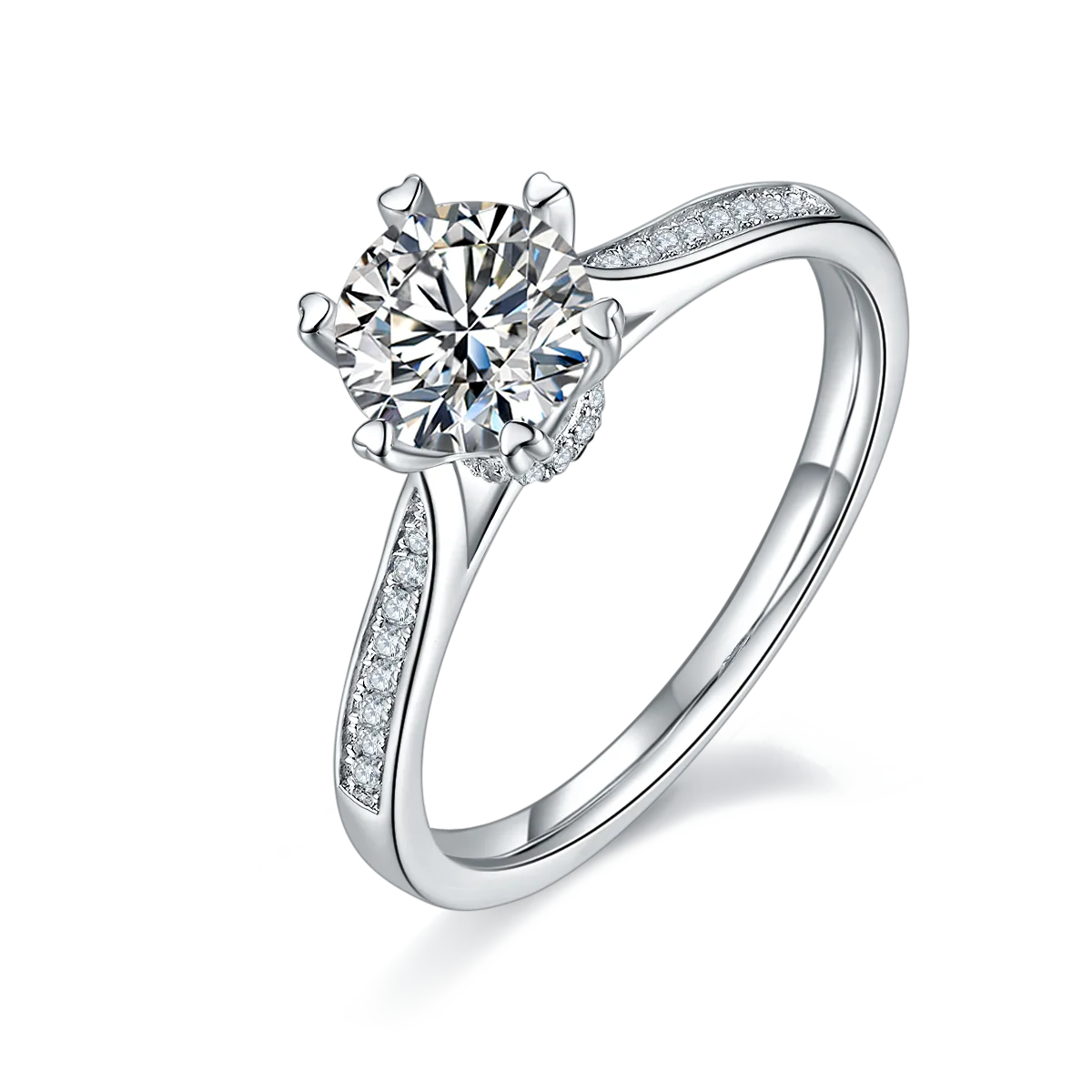 Straight-Band Micro-Pavé Fortune Turns White-Gold-Plated Silver Lab-Grown Diamond Wedding Band Women's Ring 1ct D