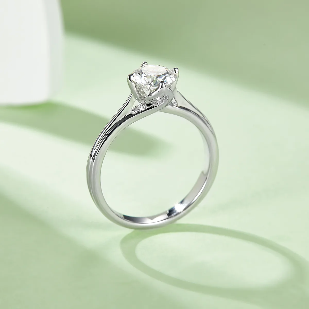 Straight-Band Flower S925 White-Gold-Plated Silver Lab-Grown Diamond Proposal Ring Women's Ring 1ct D