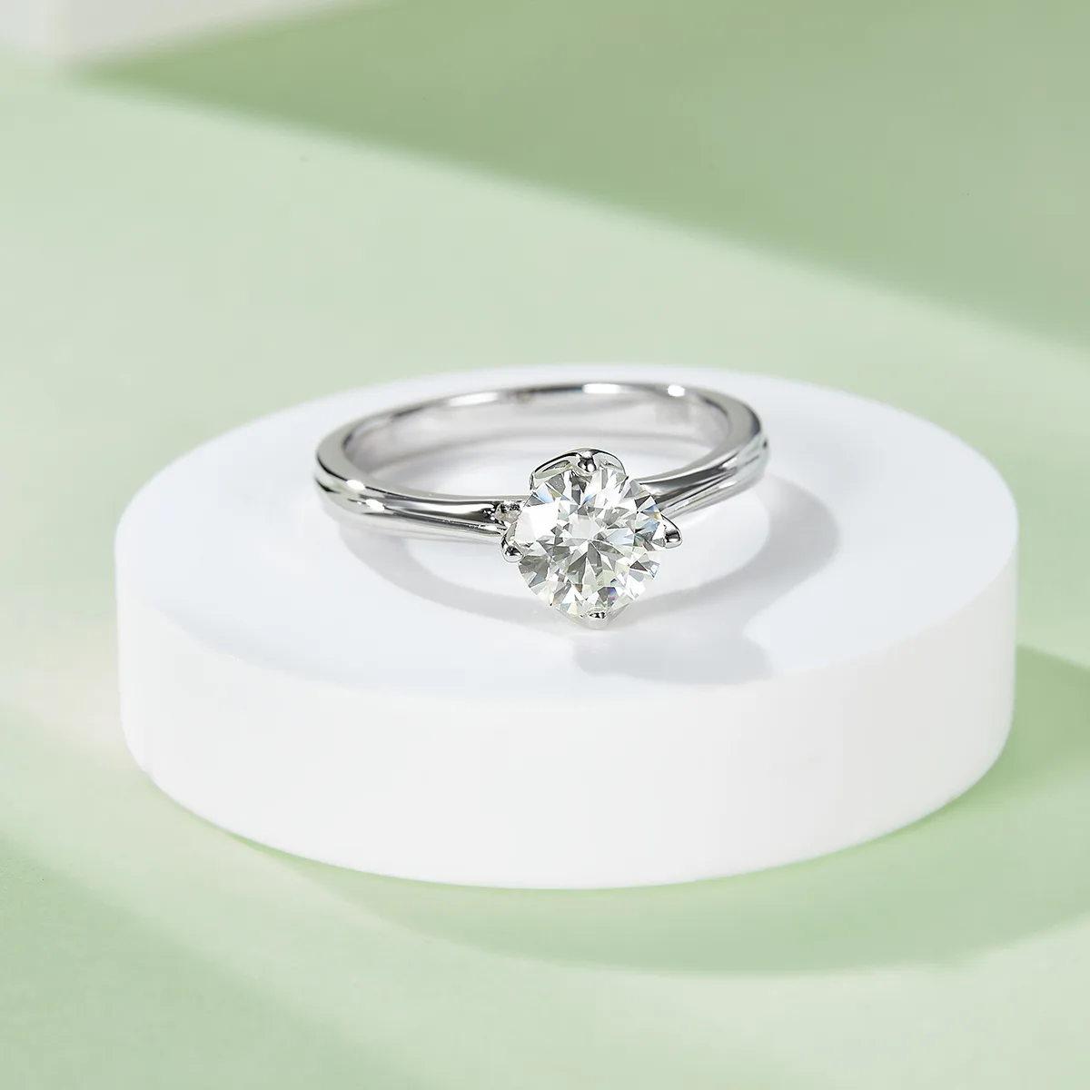 Straight-Band Flower S925 White-Gold-Plated Silver Lab-Grown Diamond Proposal Ring Women's Ring 1ct D