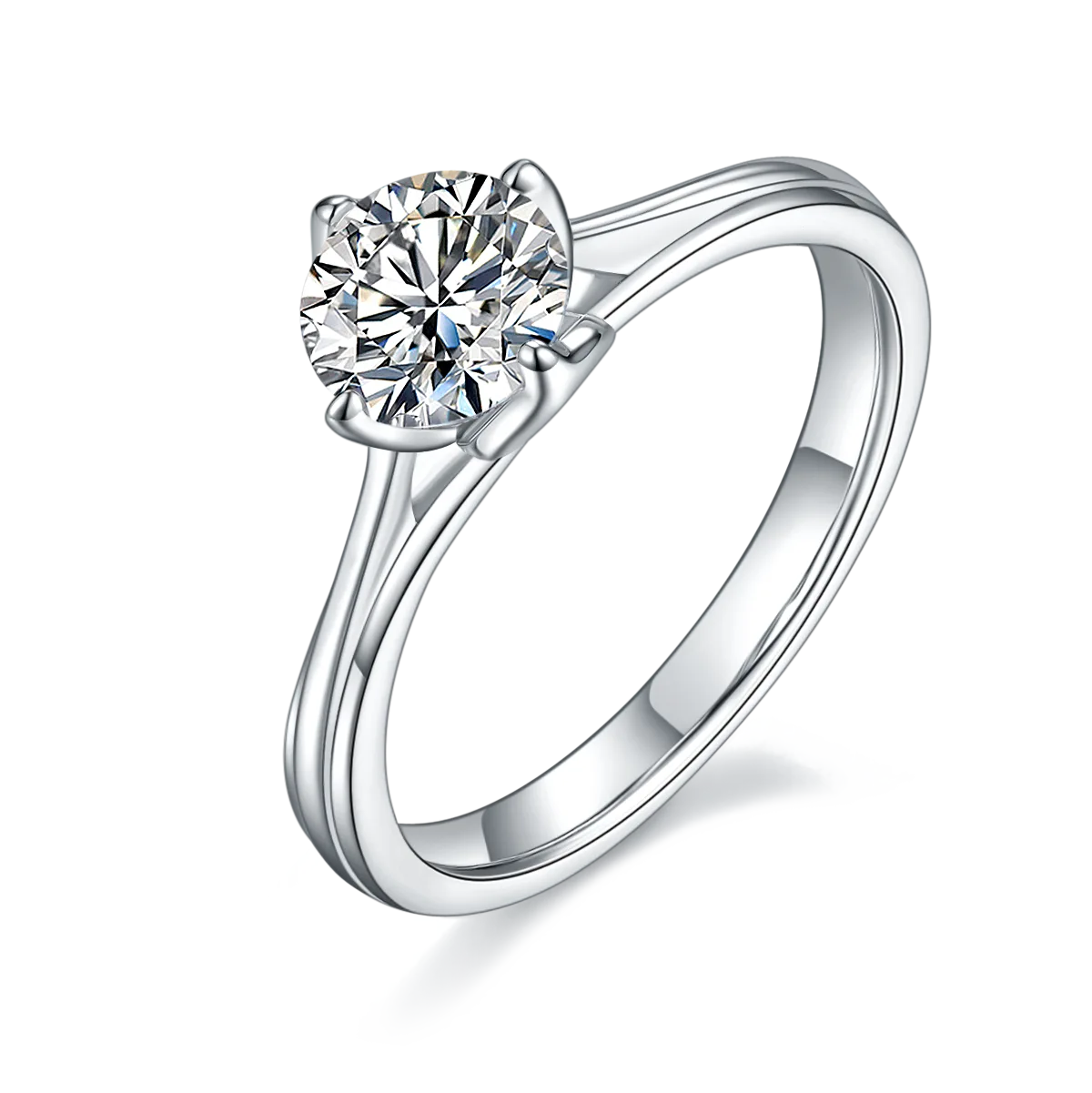 Straight-Band Flower S925 White-Gold-Plated Silver Lab-Grown Diamond Proposal Ring Women's Ring 1ct D