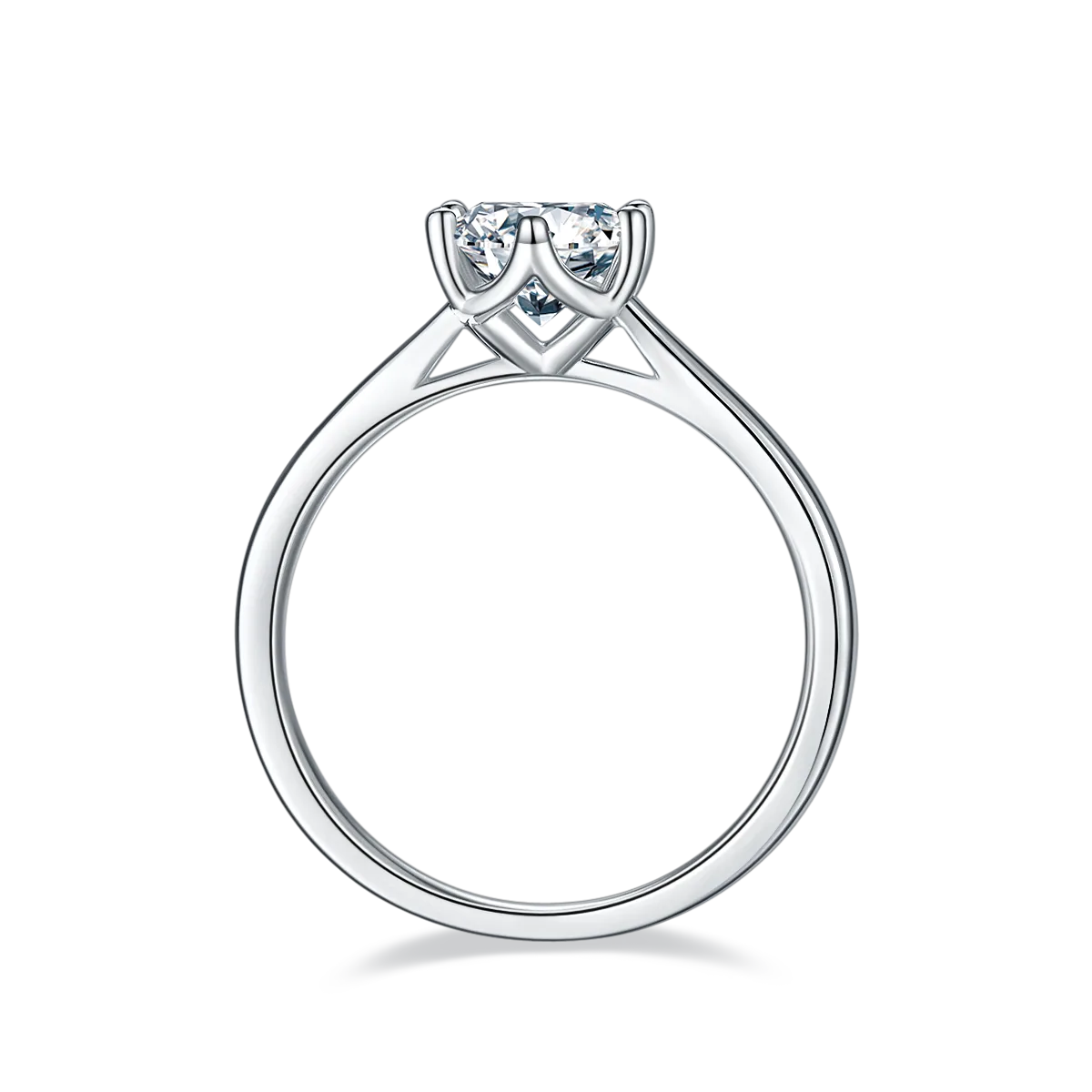 Straight-Band Six-Prong S925 White-Gold-Plated Silver Lab-Grown Diamond Proposal Ring Women's Ring 1ct D