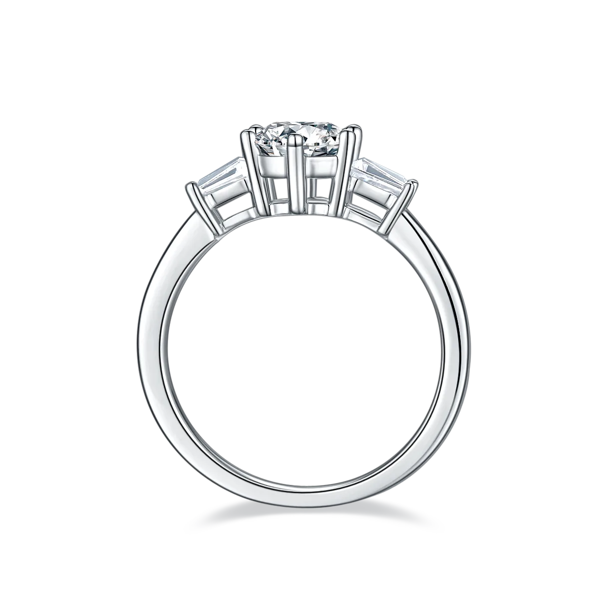 Classic S925 White-Gold-Plated Silver Lab-Grown Diamond Engagement Ring Women's Ring 1ct D