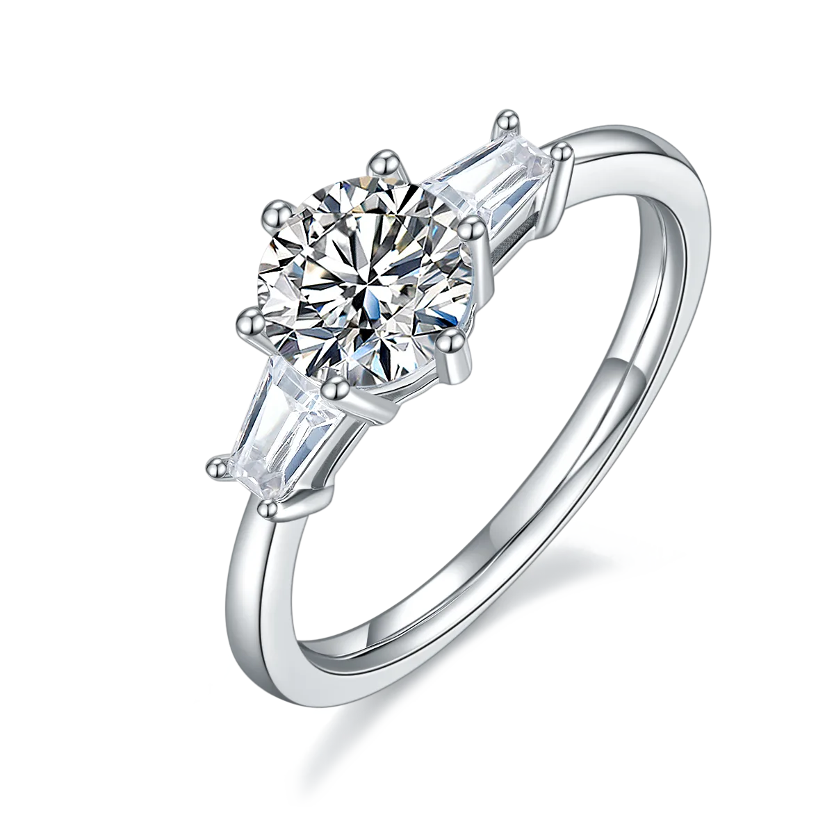 Classic S925 White-Gold-Plated Silver Lab-Grown Diamond Engagement Ring Women's Ring 1ct D