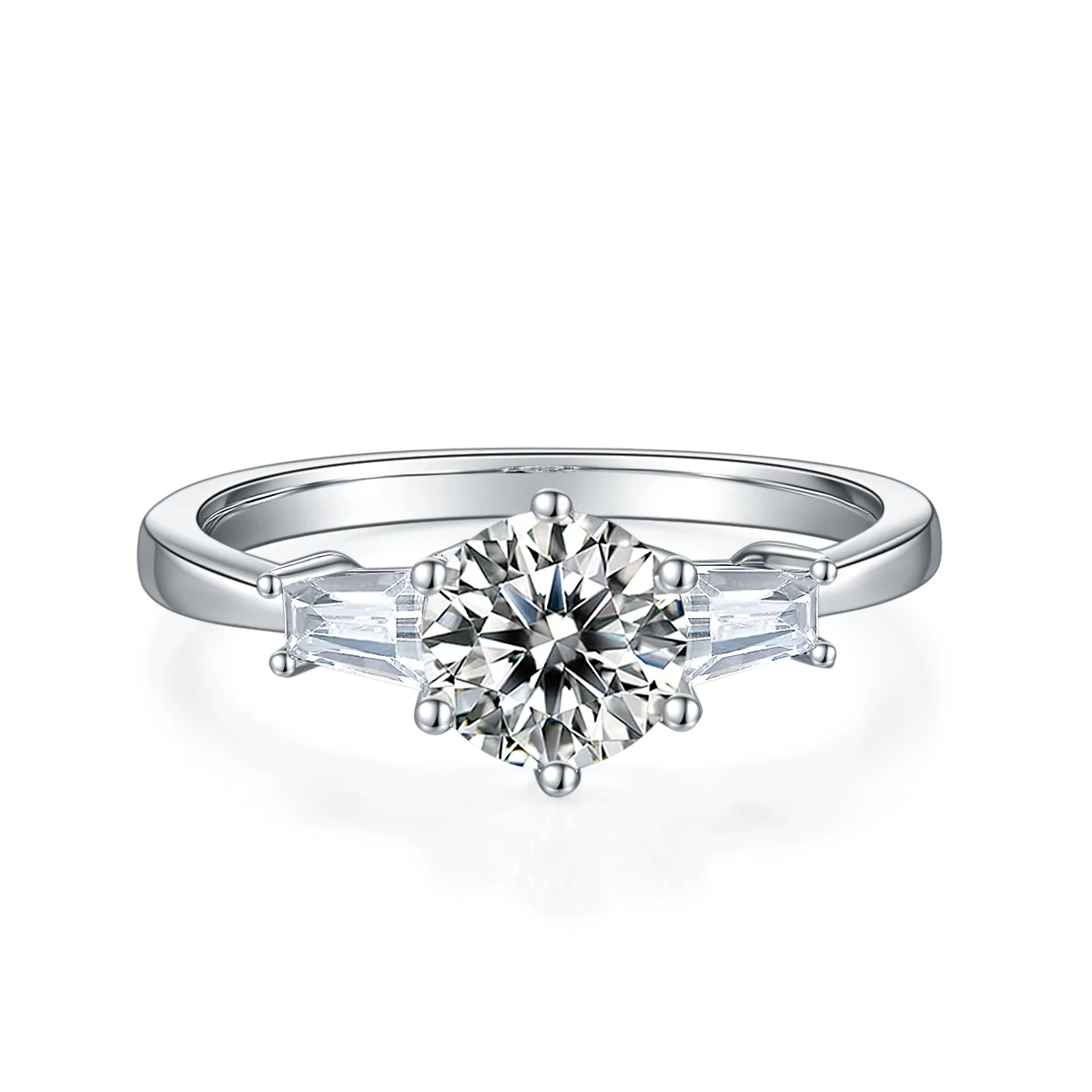 Classic S925 White-Gold-Plated Silver Lab-Grown Diamond Engagement Ring Women's Ring 1ct D