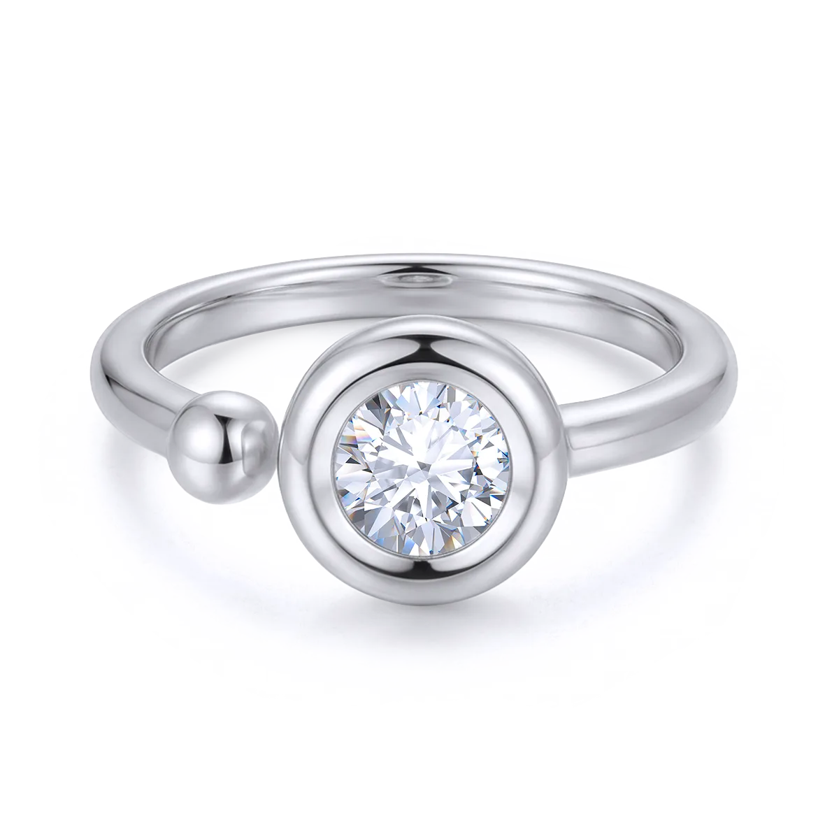 Open Bubble S925 White-Gold-Plated Silver Anniversary Ring Lab-Grown Diamond Women's Ring 1ct D