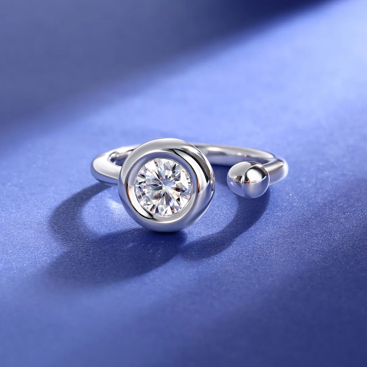 Open Bubble S925 White-Gold-Plated Silver Anniversary Ring Lab-Grown Diamond Women's Ring 1ct D