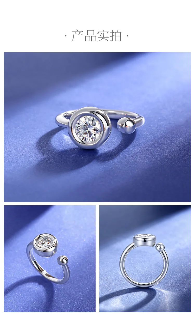 Open Bubble S925 White-Gold-Plated Silver Anniversary Ring Lab-Grown Diamond Wom