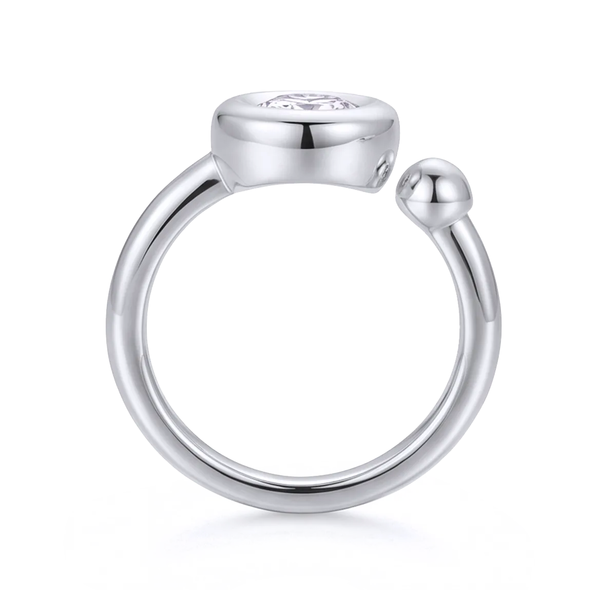 Open Bubble S925 White-Gold-Plated Silver Anniversary Ring Lab-Grown Diamond Women's Ring 1ct D