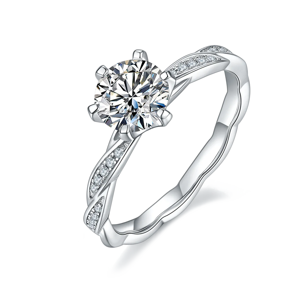 S925 White-Gold-Plated Silver Lab-Grown Diamond Proposal Ring Women's Ring 1ct D - P41A