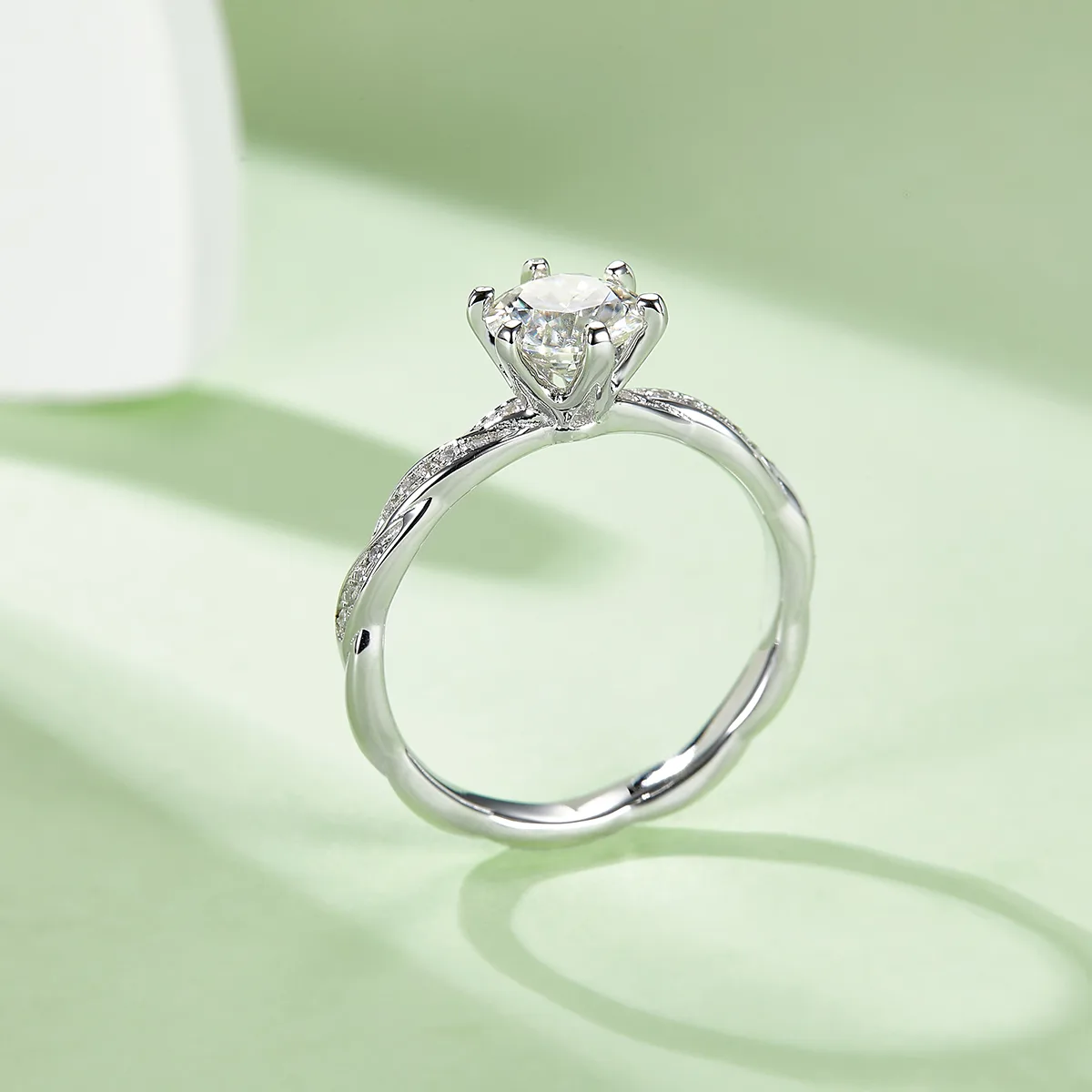 S925 White-Gold-Plated Silver Lab-Grown Diamond Proposal Ring Women's Ring 1ct D - P41A