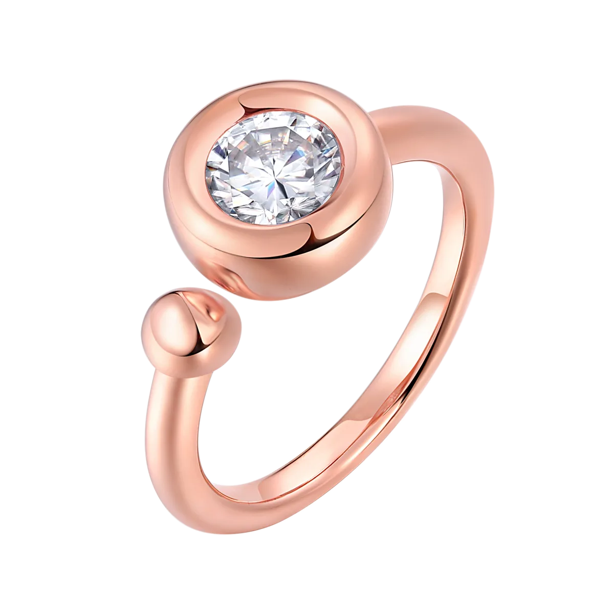 Open Bubble S925 Rose-Gold-Plated Silver Anniversary Ring Lab-Grown Diamond Women's Ring 1ct D