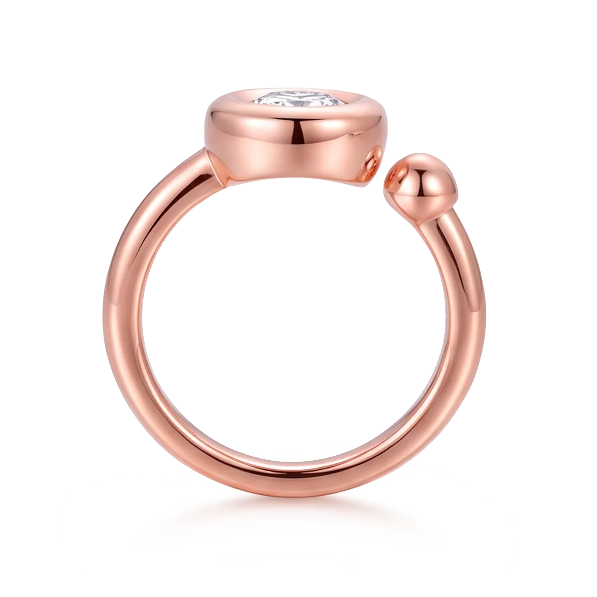 Open Bubble S925 Rose-Gold-Plated Silver Anniversary Ring Lab-Grown Diamond Women's Ring 1ct D