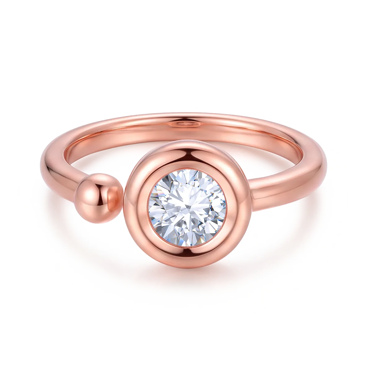 Open Bubble S925 Rose-Gold-Plated Silver Anniversary Ring Lab-Grown Diamond Women's Ring 1ct D