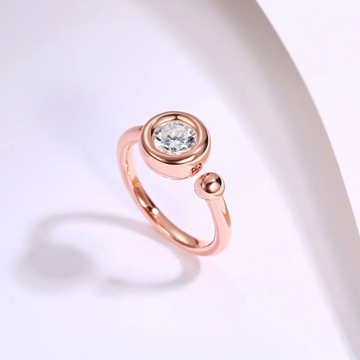 Open Bubble S925 Rose-Gold-Plated Silver Anniversary Ring Lab-Grown Diamond Women's Ring 1ct D
