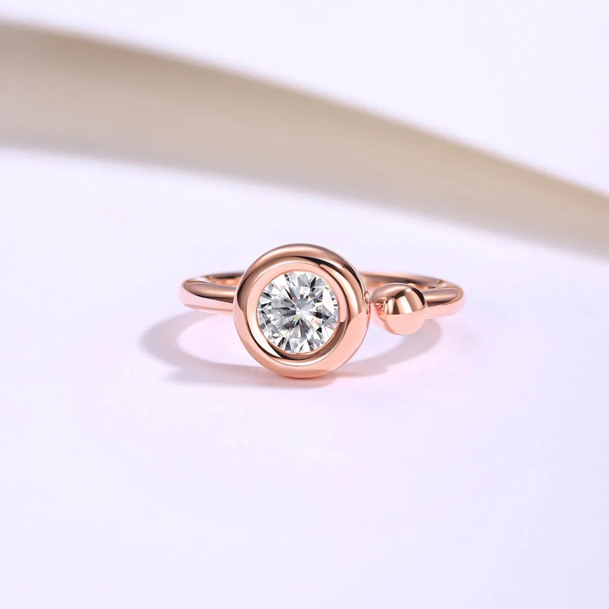 Open Bubble S925 Rose-Gold-Plated Silver Anniversary Ring Lab-Grown Diamond Women's Ring 1ct D