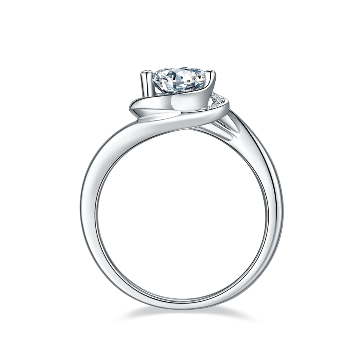 Blooming Heart S925 White-Gold-Plated Silver Moissanite Wedding Band Women's Ring 1ct D
