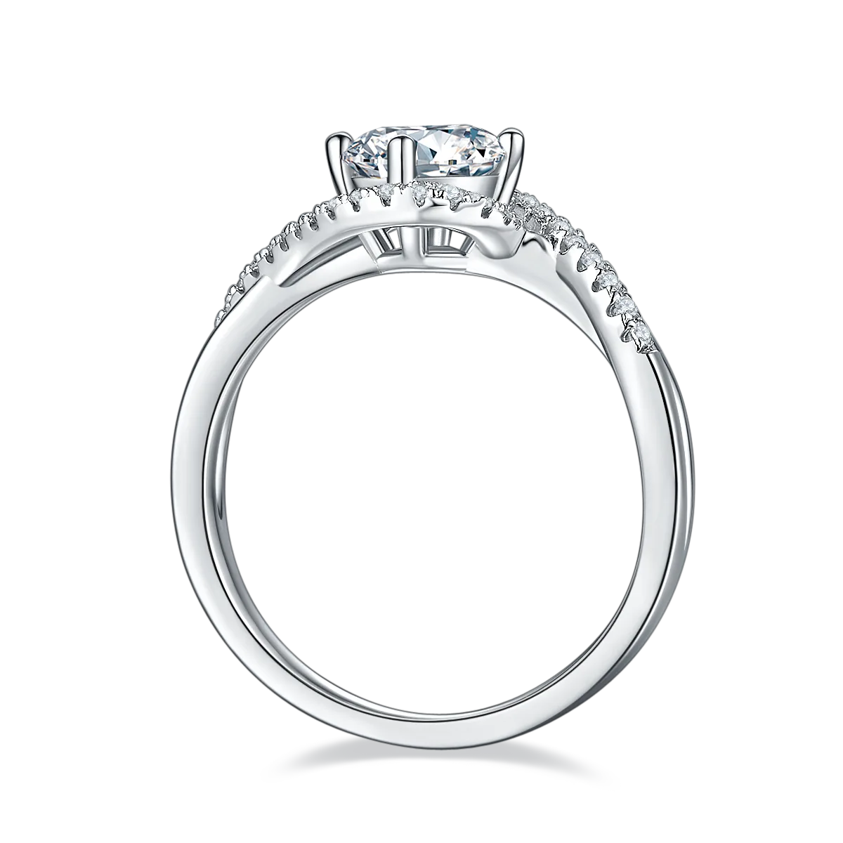 Angel S925 White-Gold-Plated Silver Moissanite Proposal Ring Women's Ring 1ct D