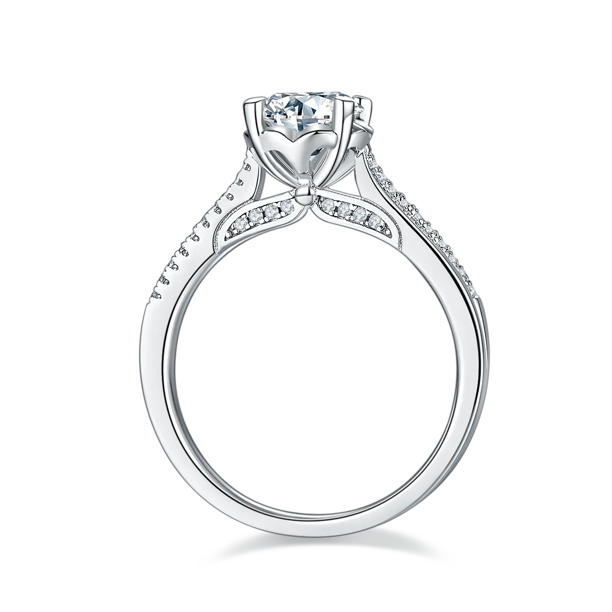 S925 White-Gold-Plated Silver Moissanite Proposal Ring Women's Ring 1ct D - M47A