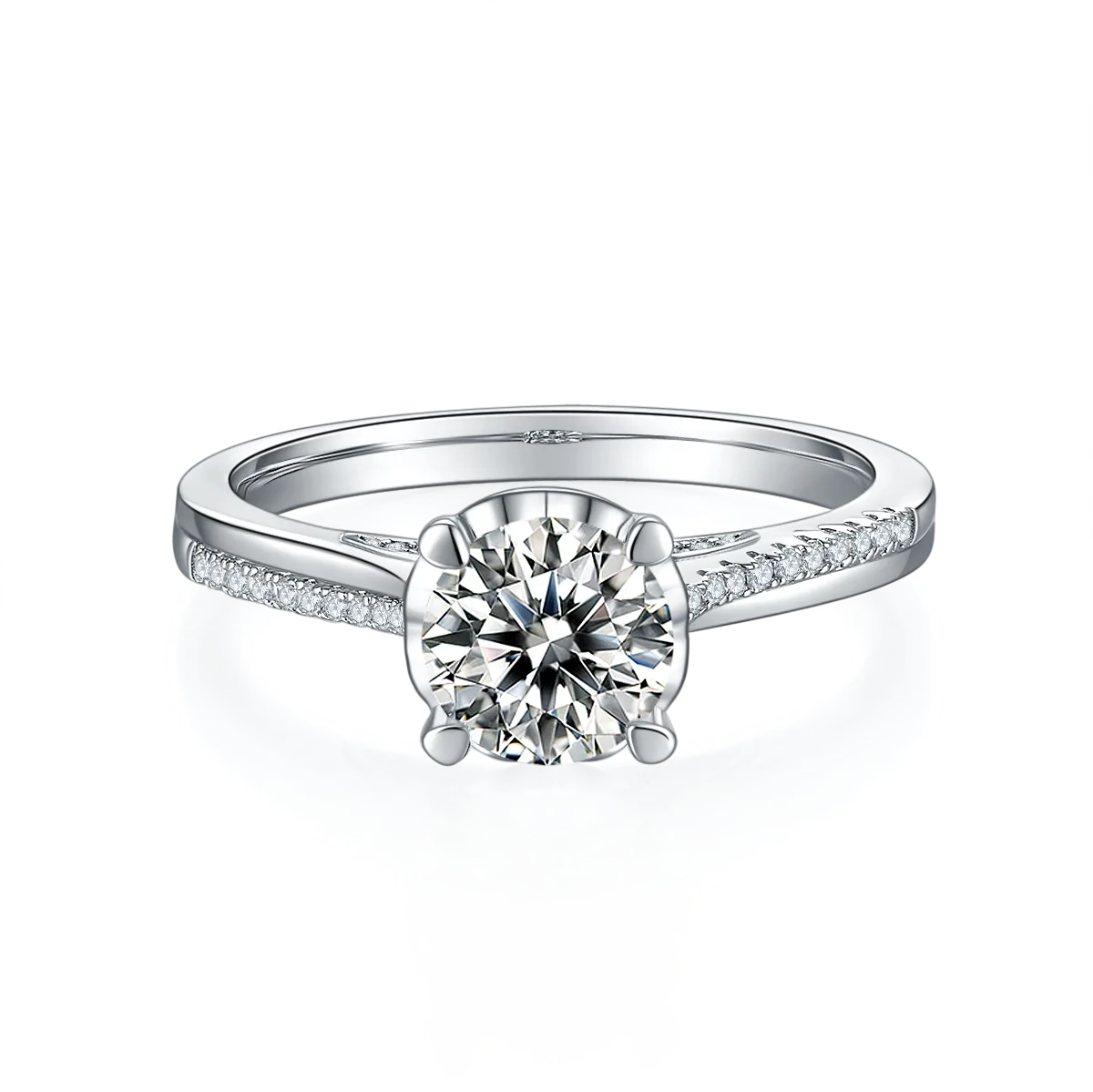 S925 White-Gold-Plated Silver Moissanite Proposal Ring Women's Ring 1ct D - M47A