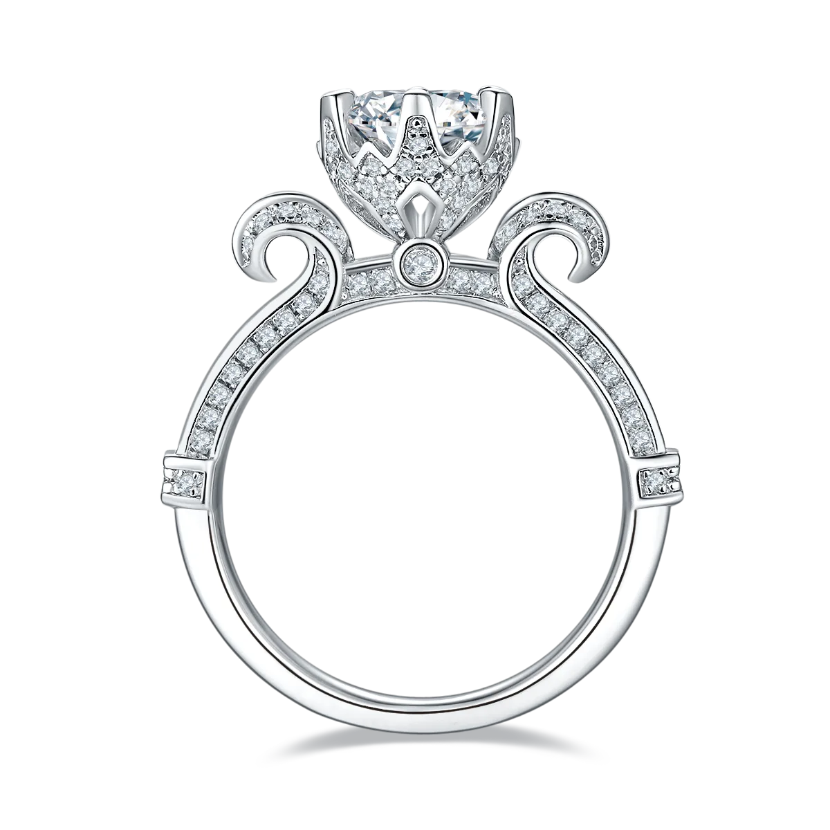 S925 White-Gold-Plated Silver Moissanite Engagement Ring Women's Ring 1ct D