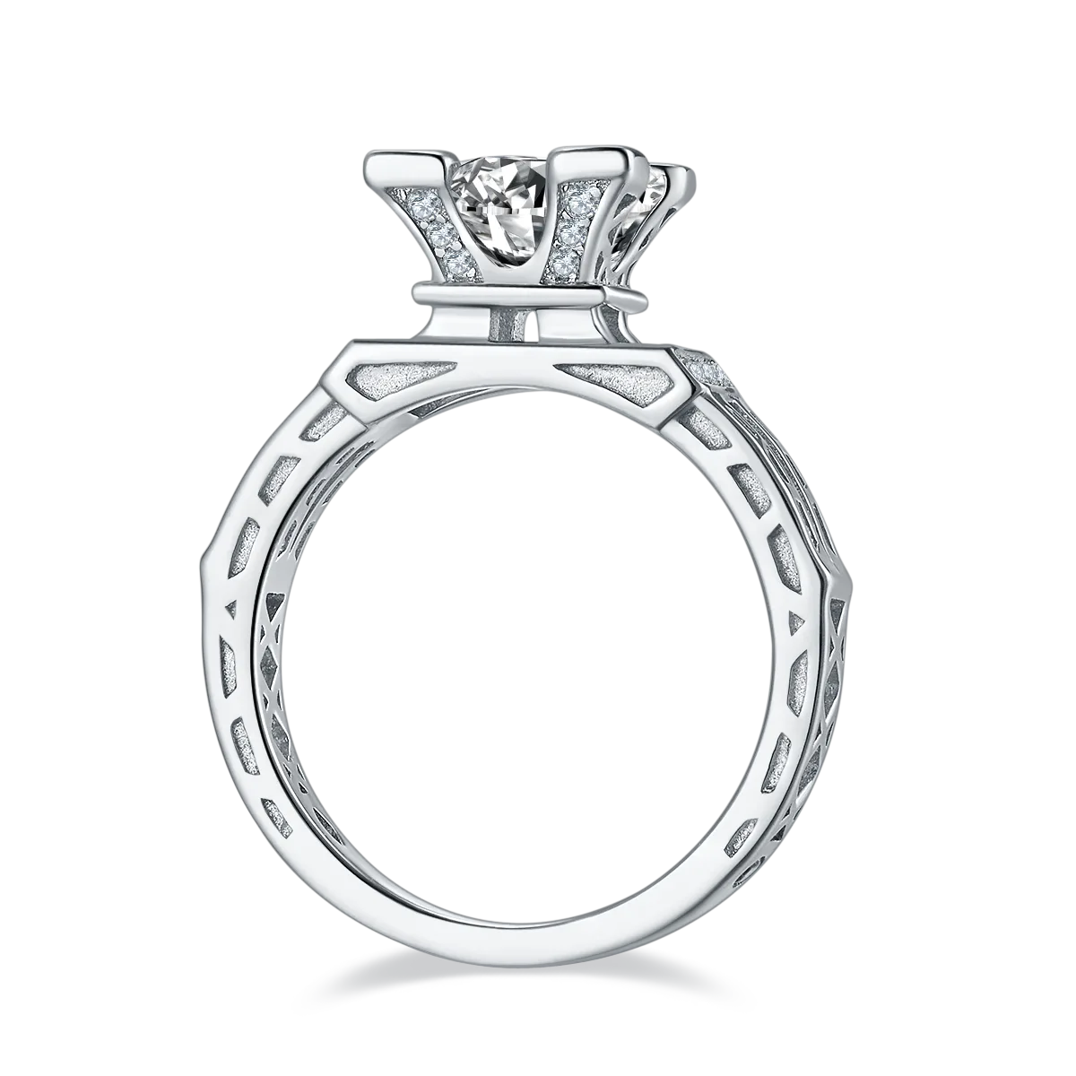 S925 White-Gold-Plated Silver Moissanite Wedding Band Women's Ring 1ct D