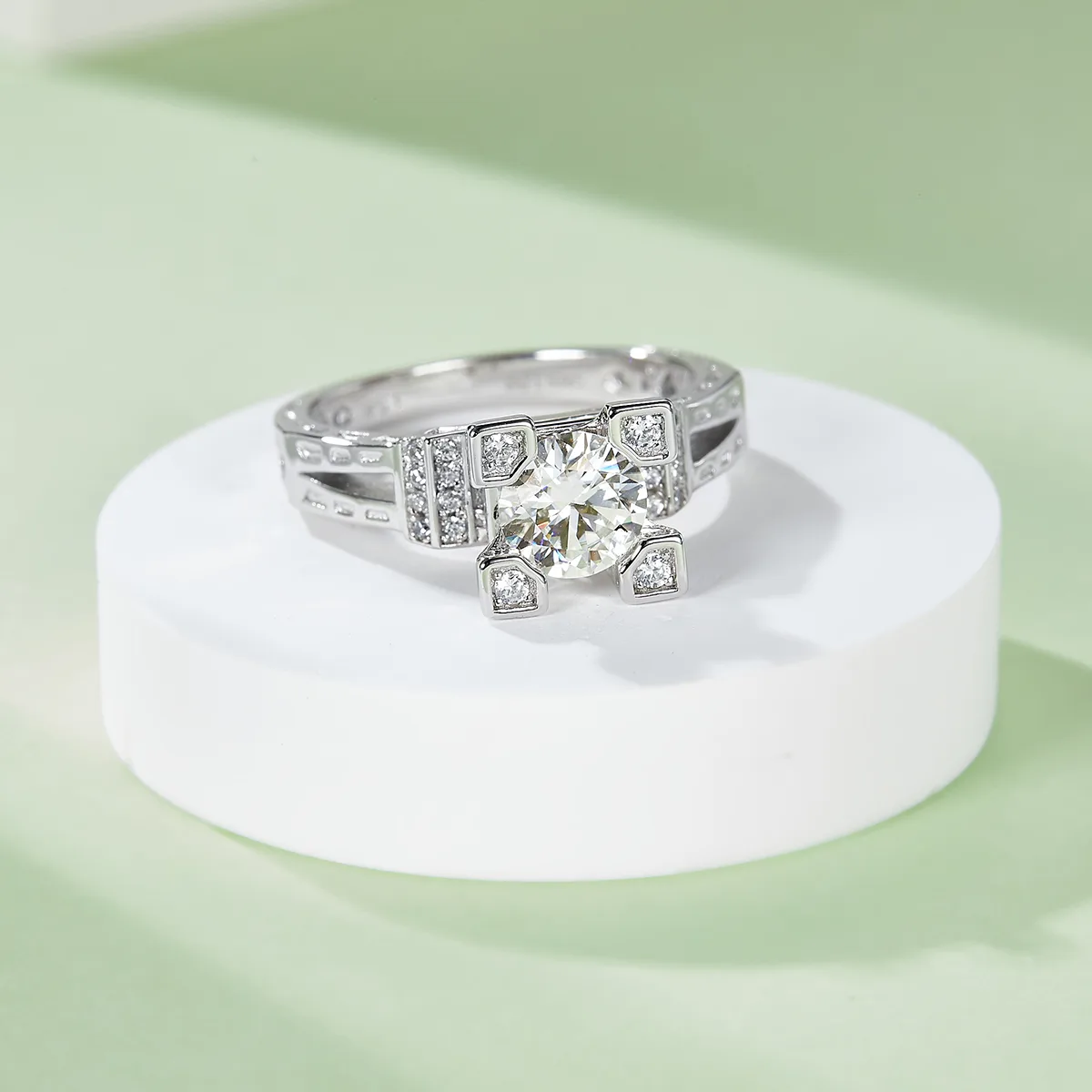 S925 White-Gold-Plated Silver Lab-Grown Diamond Wedding Band Women's Ring 1ct D - P51A