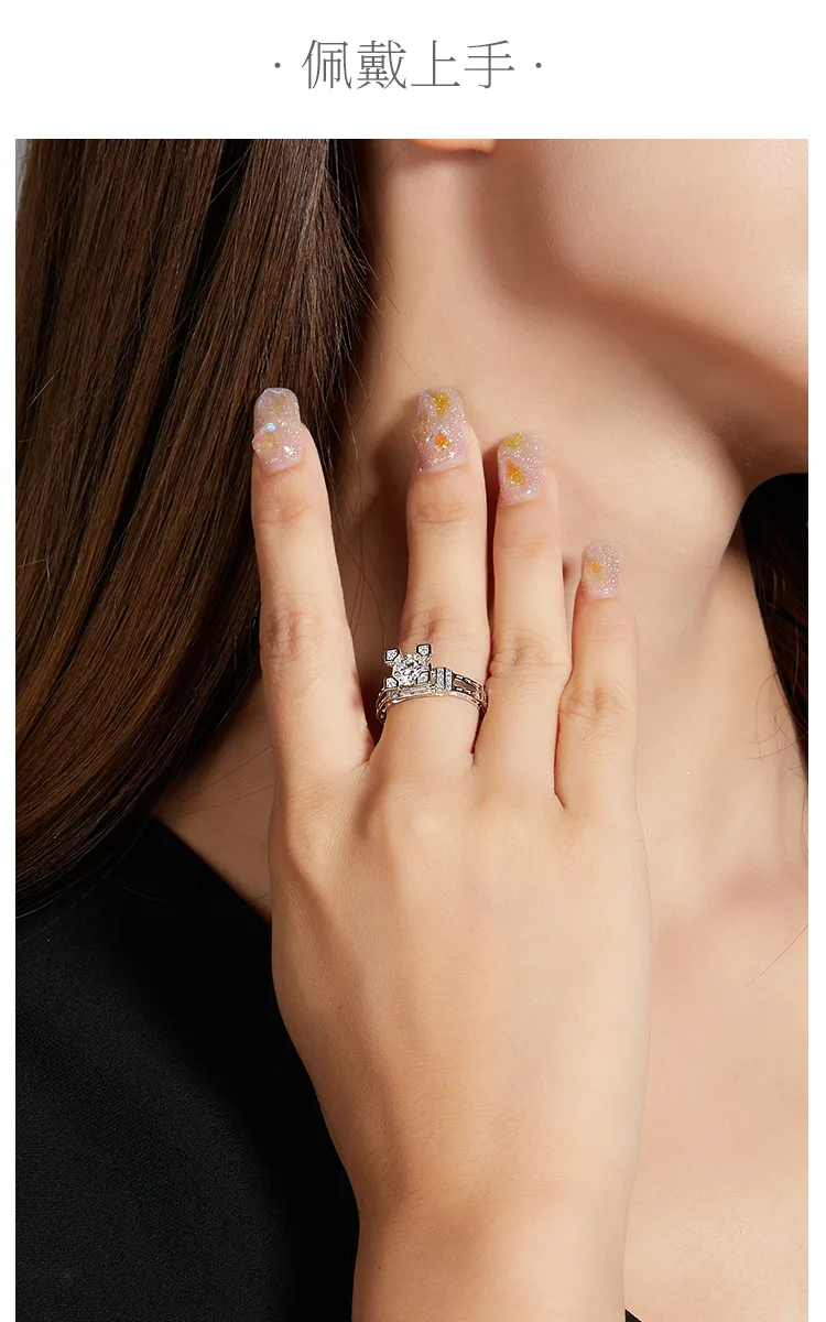 S925 White-Gold-Plated Silver Lab-Grown Diamond Wedding Band Women