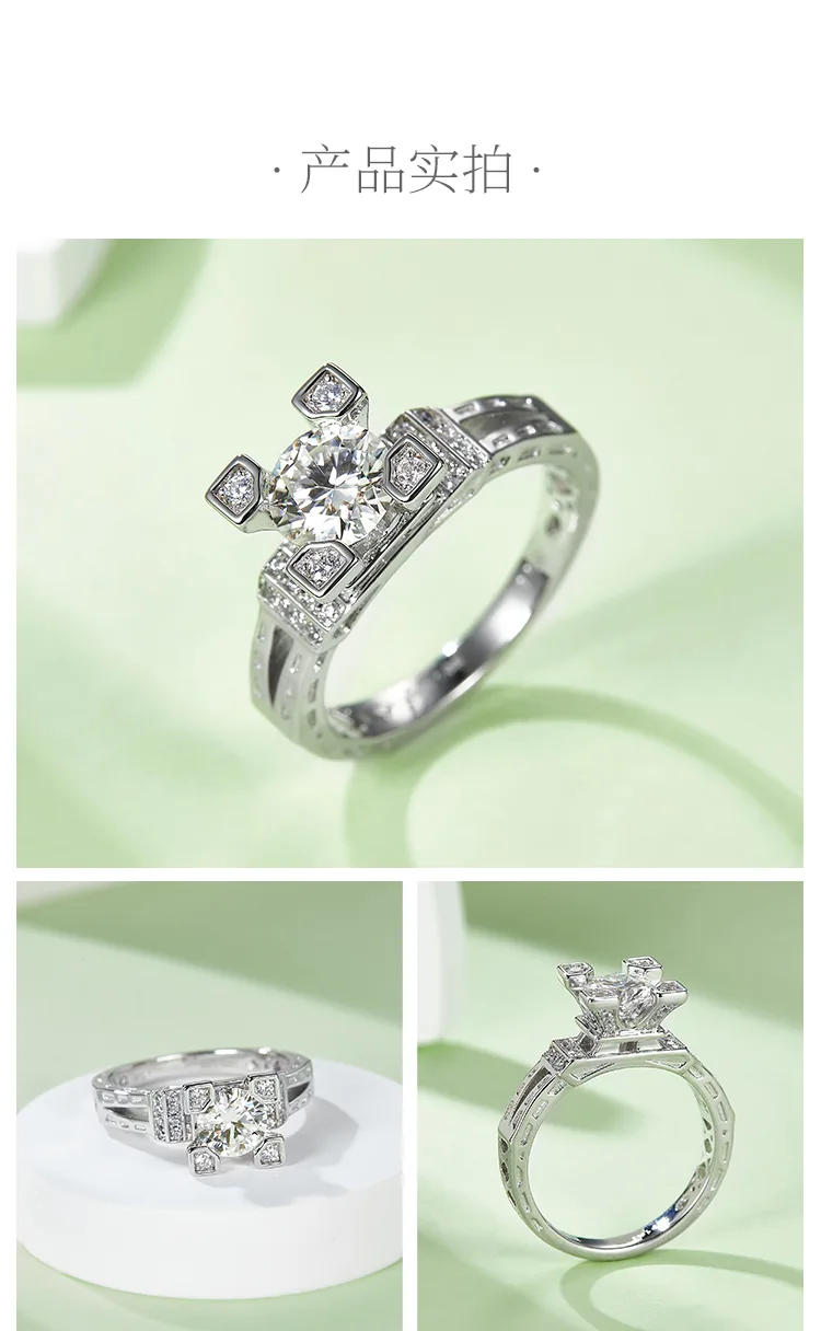 S925 White-Gold-Plated Silver Lab-Grown Diamond Wedding Band Women