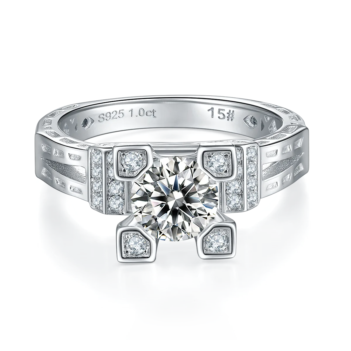 S925 White-Gold-Plated Silver Moissanite Wedding Band Women's Ring 1ct D