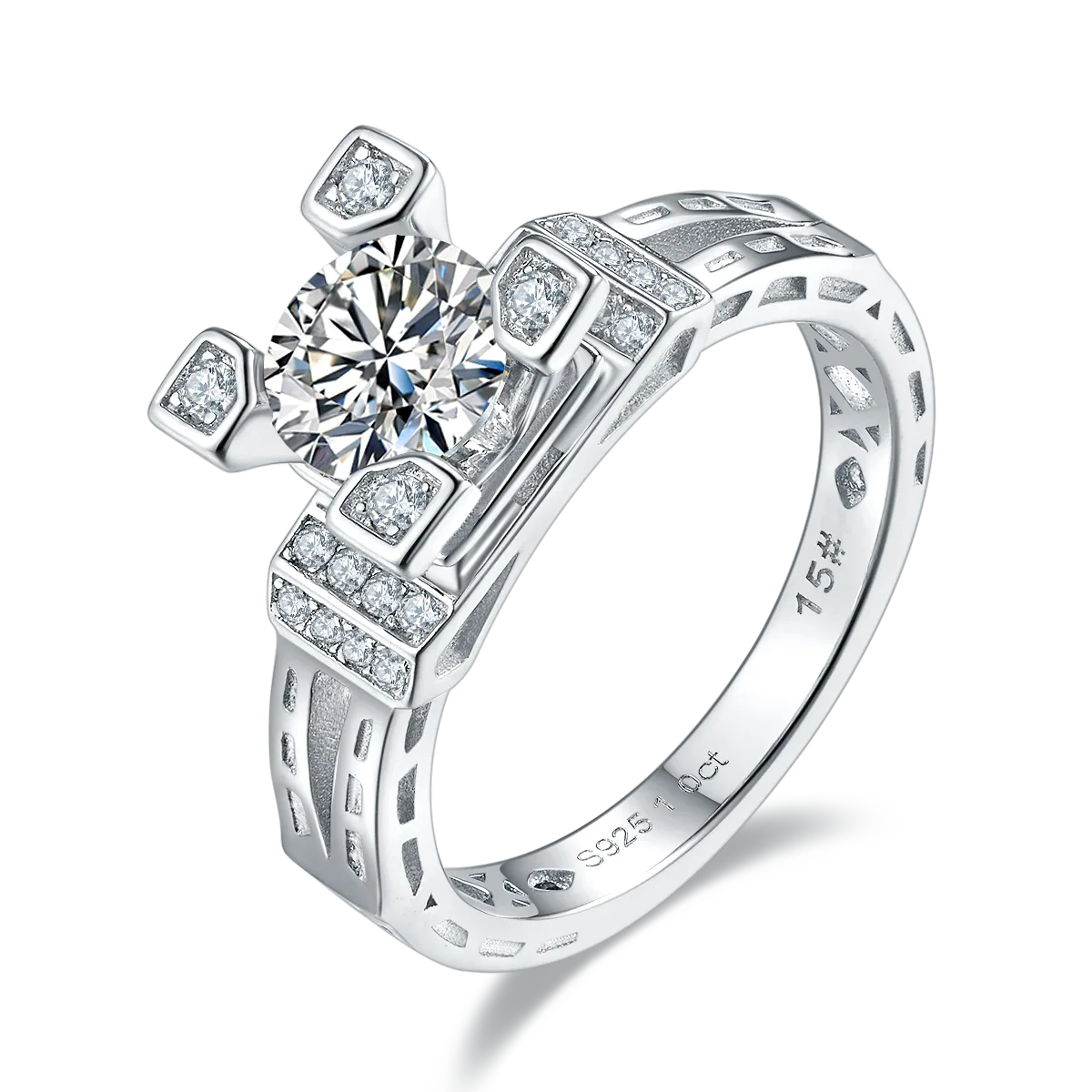 S925 White-Gold-Plated Silver Lab-Grown Diamond Wedding Band Women's Ring 1ct D - P51A