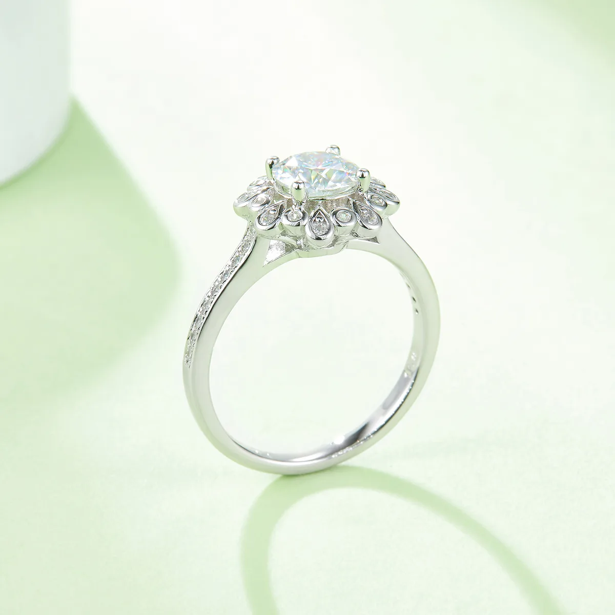 S925 White-Gold-Plated Silver Lab-Grown Diamond Wedding Band Women's Ring 1ct D - P58A