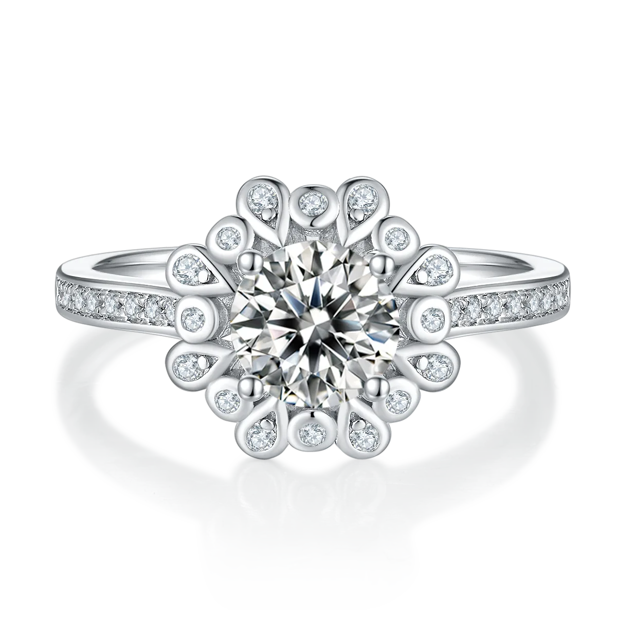 S925 White-Gold-Plated Silver Lab-Grown Diamond Wedding Band Women's Ring 1ct D - P58A