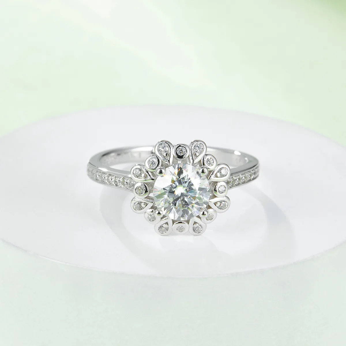 S925 White-Gold-Plated Silver Lab-Grown Diamond Wedding Band Women's Ring 1ct D - P58A