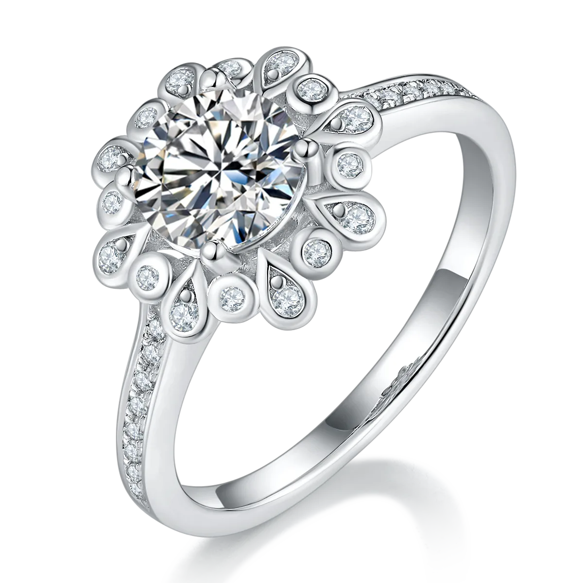 S925 White-Gold-Plated Silver Lab-Grown Diamond Wedding Band Women's Ring 1ct D - P58A