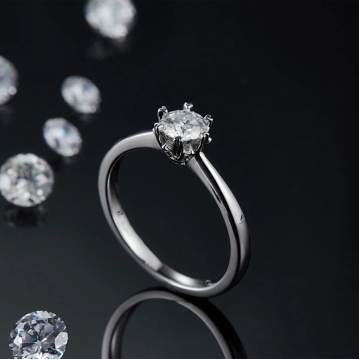 Straight-Band Classic Snowflake S925 White-Gold-Plated Silver Lab-Grown Diamond Wedding Band Women's Ring 0.5ct D