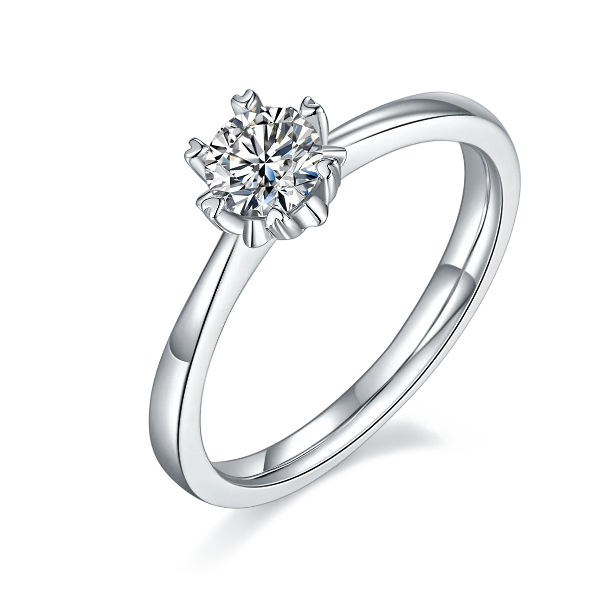 Straight-Band Classic Snowflake S925 White-Gold-Plated Silver Lab-Grown Diamond Wedding Band Women's Ring 0.5ct D