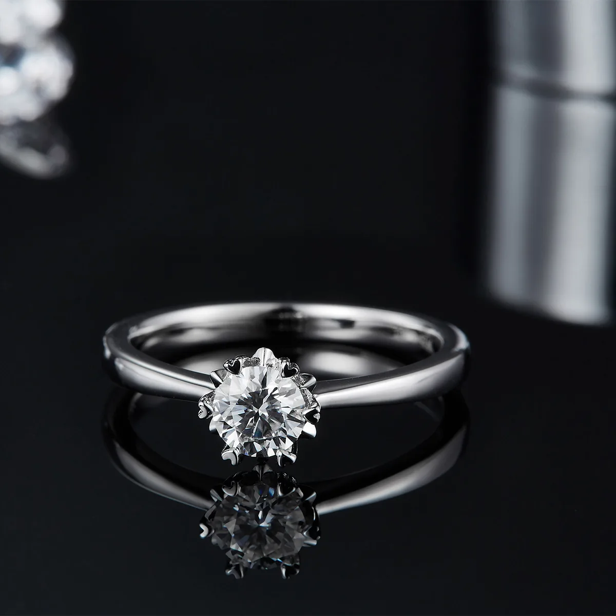 Straight-Band Classic Snowflake S925 White-Gold-Plated Silver Lab-Grown Diamond Wedding Band Women's Ring 0.5ct D
