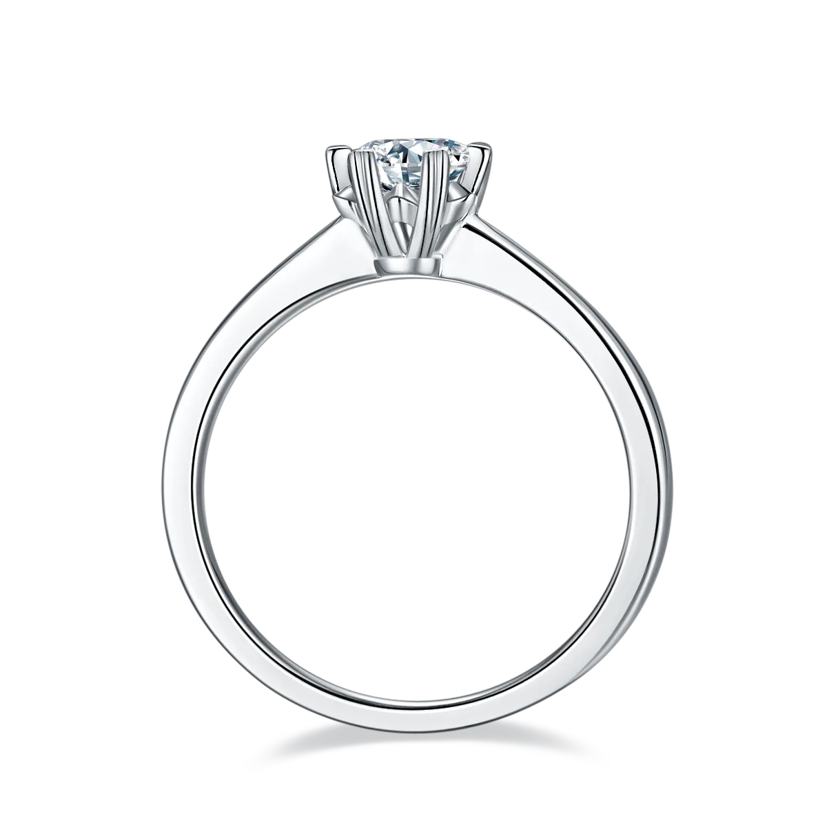 Straight-Band Classic Snowflake S925 White-Gold-Plated Silver Lab-Grown Diamond Wedding Band Women's Ring 0.5ct D