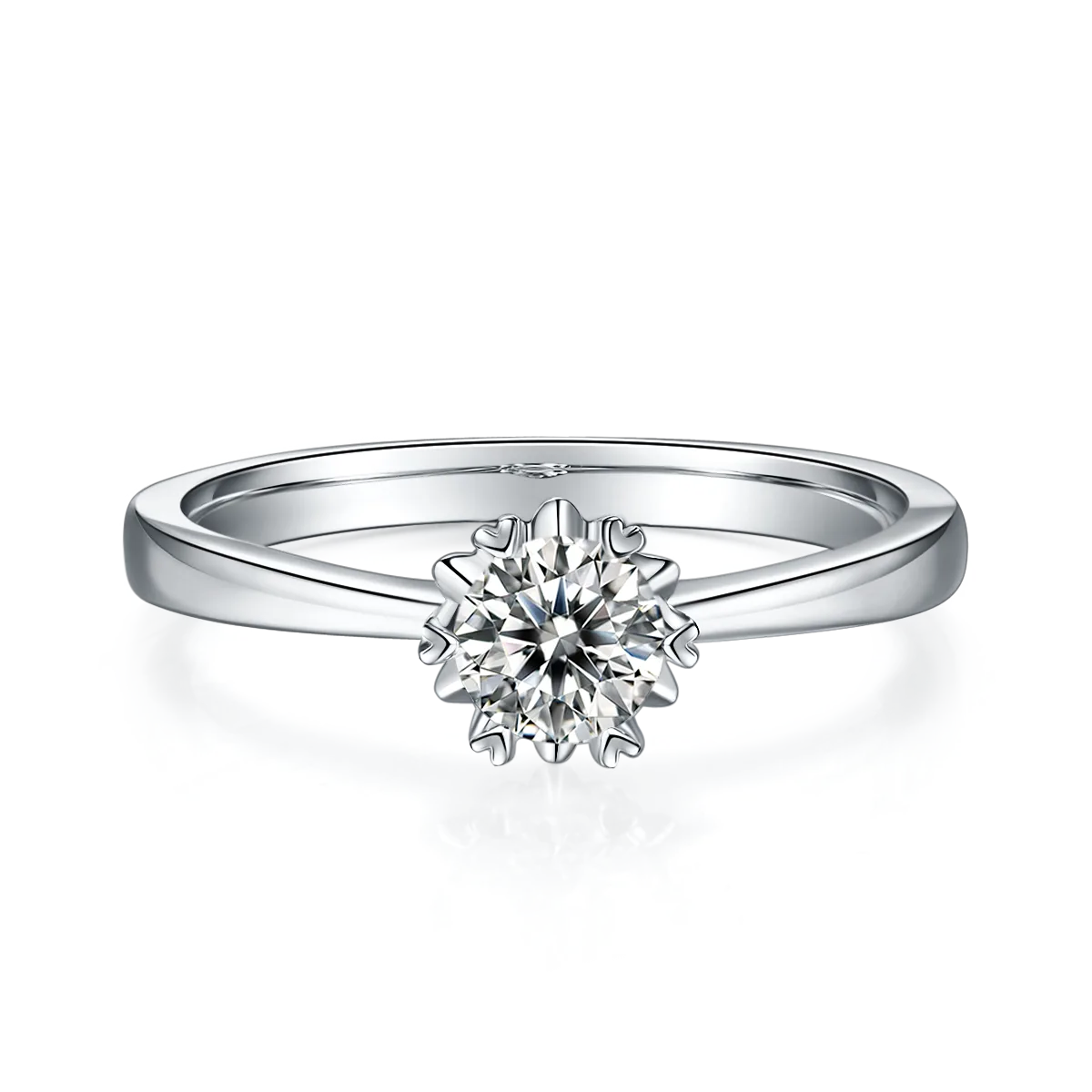 Straight-Band Classic Snowflake S925 White-Gold-Plated Silver Lab-Grown Diamond Wedding Band Women's Ring 0.5ct D