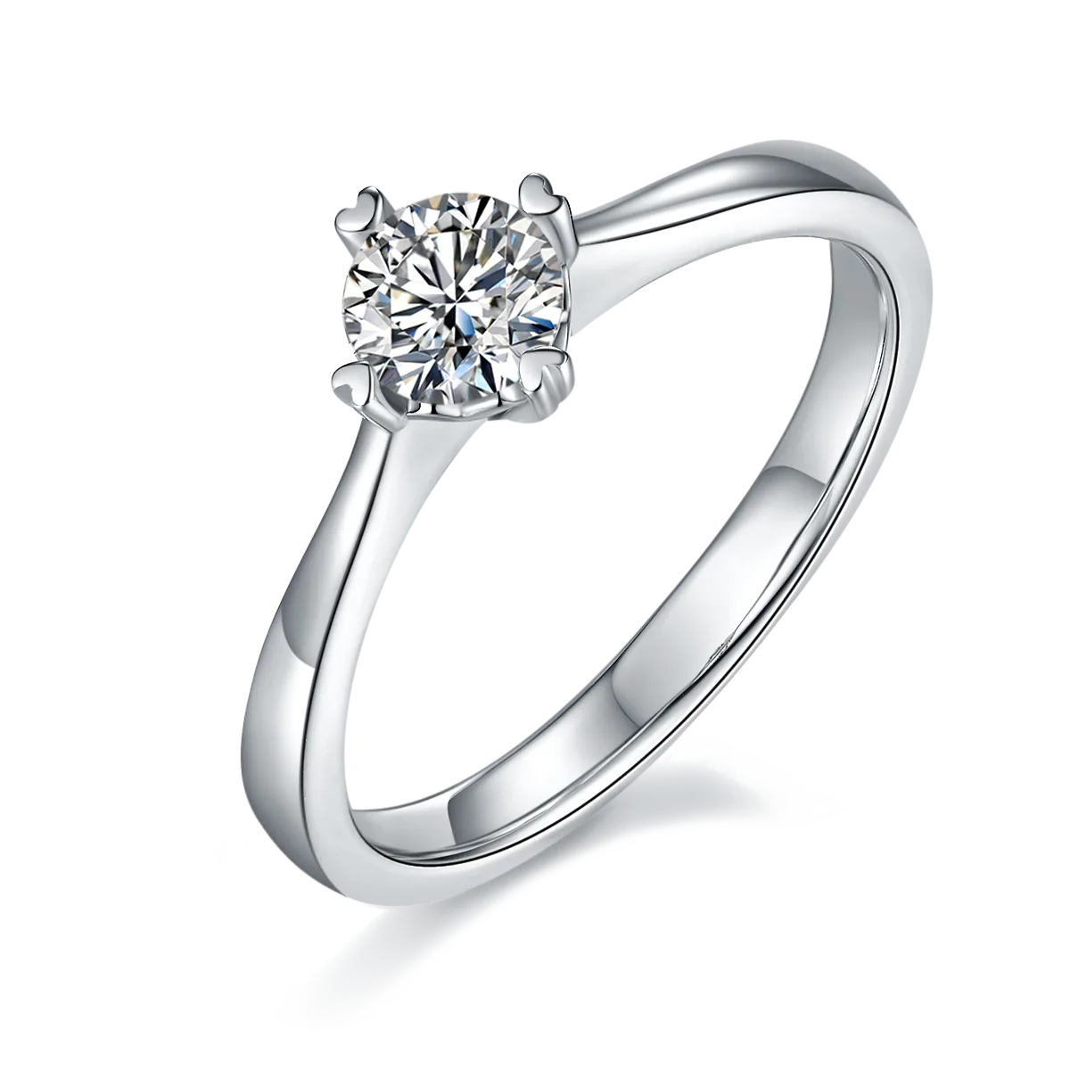Straight-Band S925 White-Gold-Plated Silver Lab-Grown Diamond Engagement Ring Women's Ring 0.5ct D