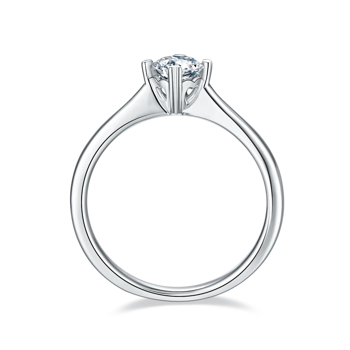 Straight-Band S925 White-Gold-Plated Silver Lab-Grown Diamond Engagement Ring Women's Ring 0.5ct D