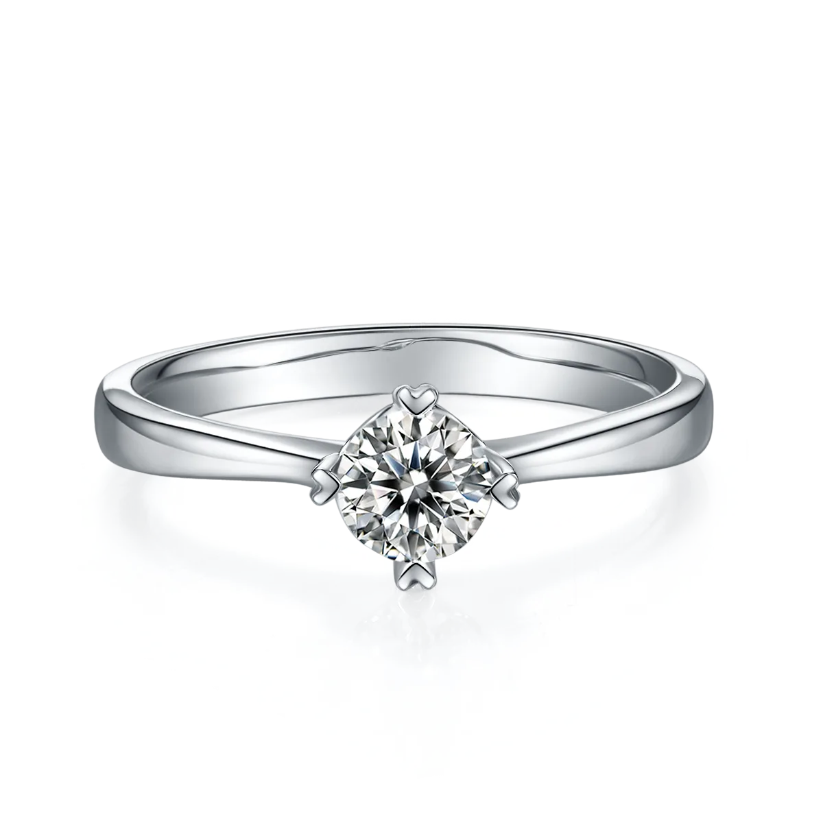 Straight-Band S925 White-Gold-Plated Silver Lab-Grown Diamond Engagement Ring Women's Ring 0.5ct D