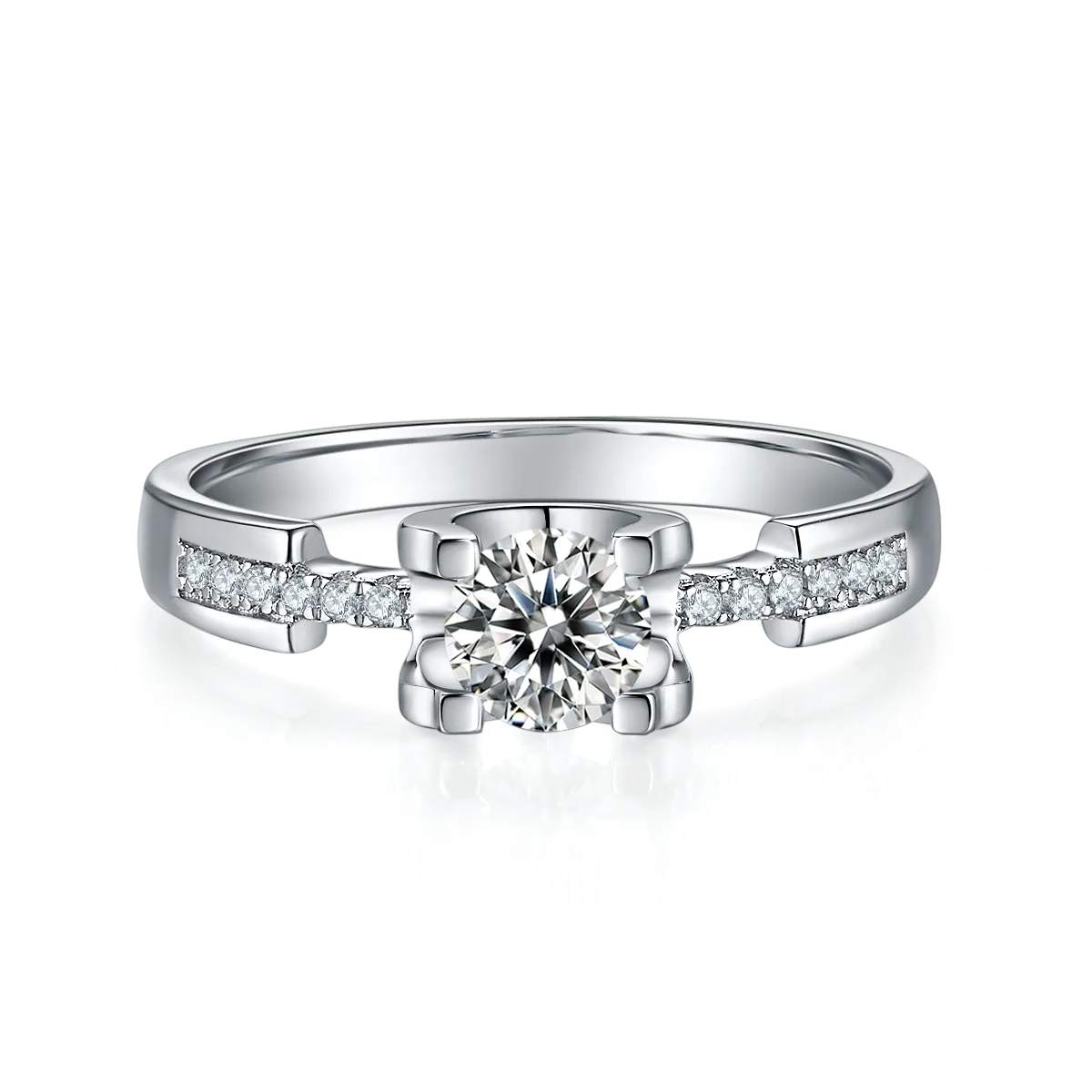 Micro-Pavé Ox Small S925 White-Gold-Plated Silver Lab-Grown Diamond Engagement Ring Women's Ring 0.5ct D
